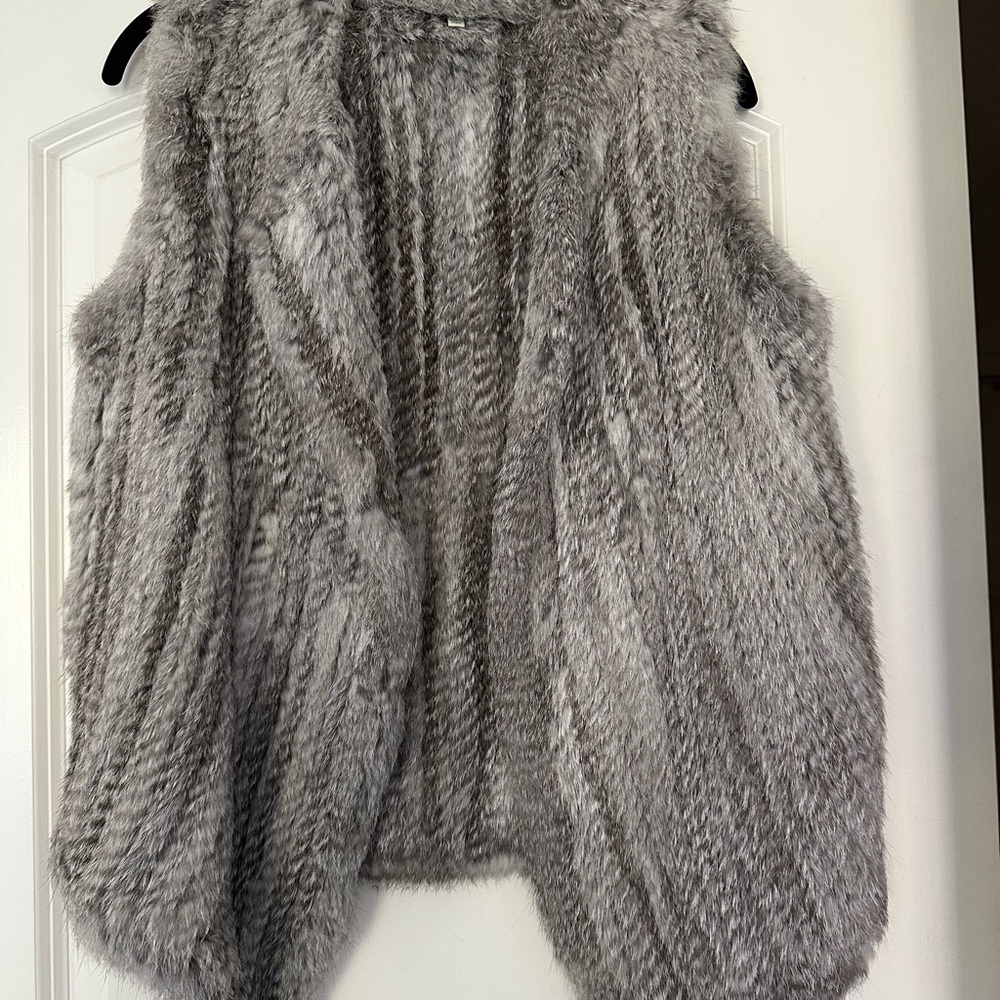 Joie Real Fur Gray Vest